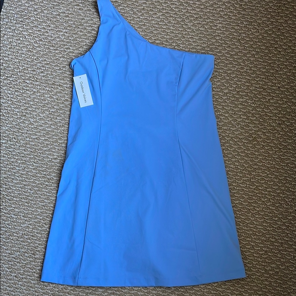 Outdoor voices Dress . One shoulder  . Shorts attached SZ Large periwinkle color